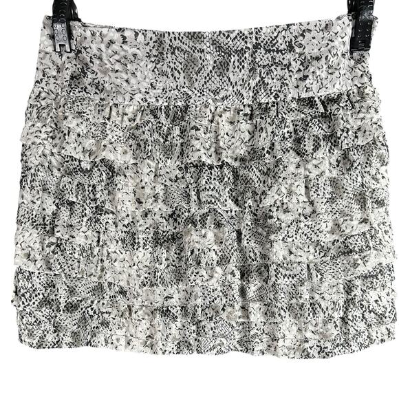 Massimo Dutti Python Print Black & Off-White Ruffled Skirt - SIze EU 40 / US 9 - Picture 2 of 7